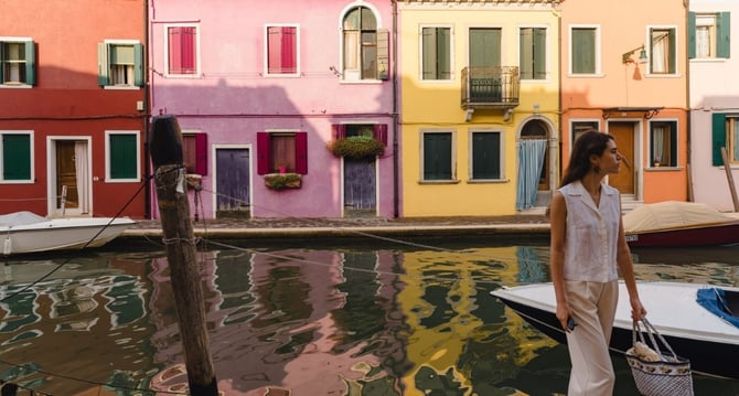 Benátky, voda, žena