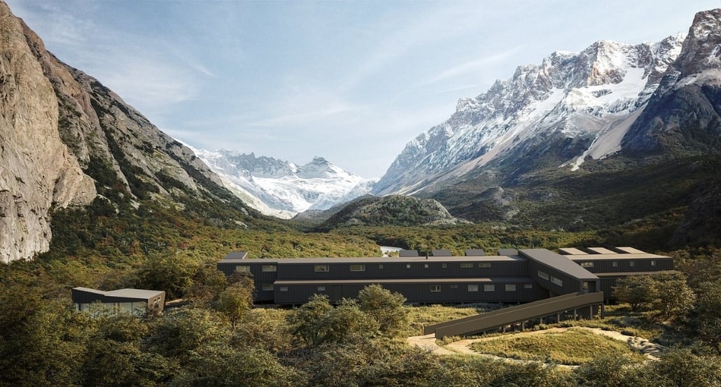 hory, Patagonie, lodge