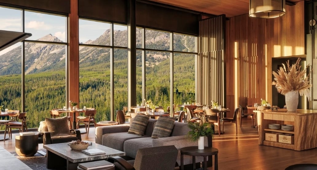 apartmá, interiér, výhled, les, hory