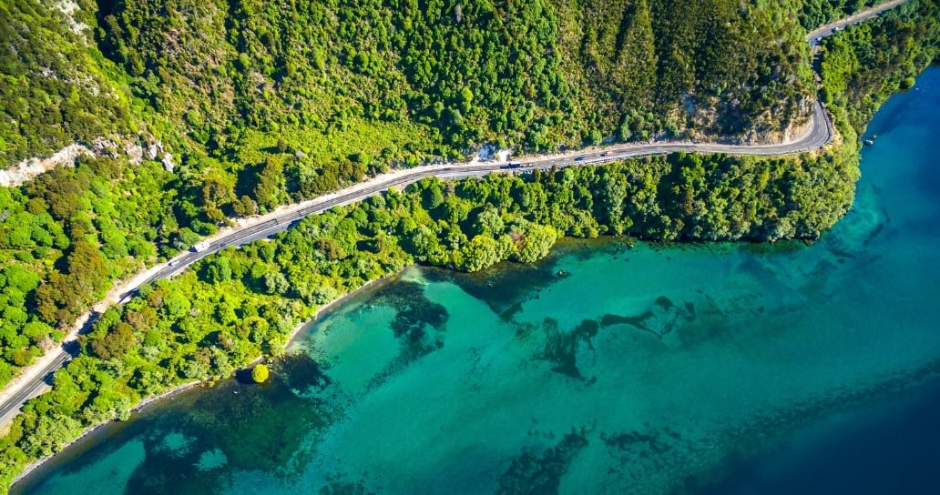 jezero, příroda, silnice