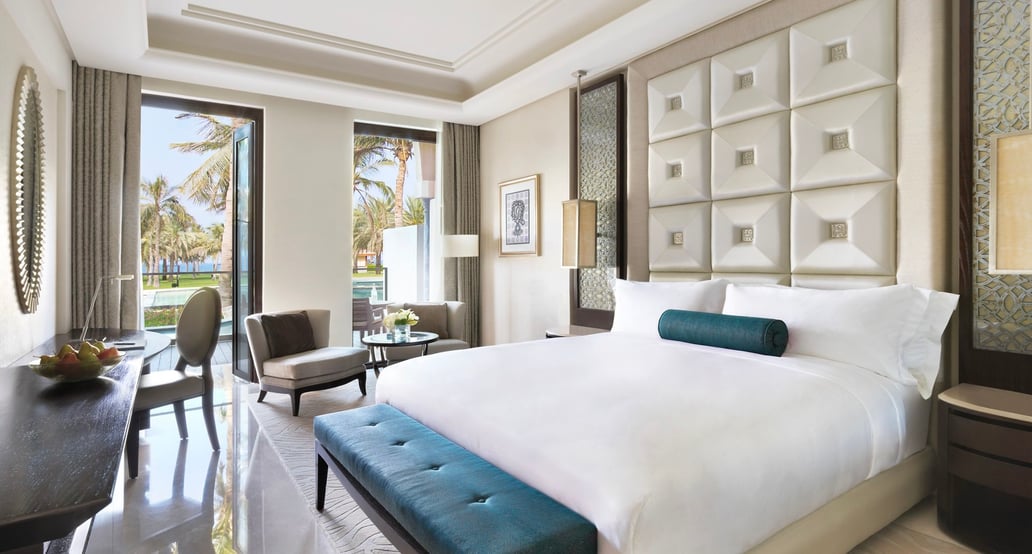 1032x554 Al Bustan Palace, The Ritz Carlton 50565147-Lagoon Bedroom (Green Covers)-1