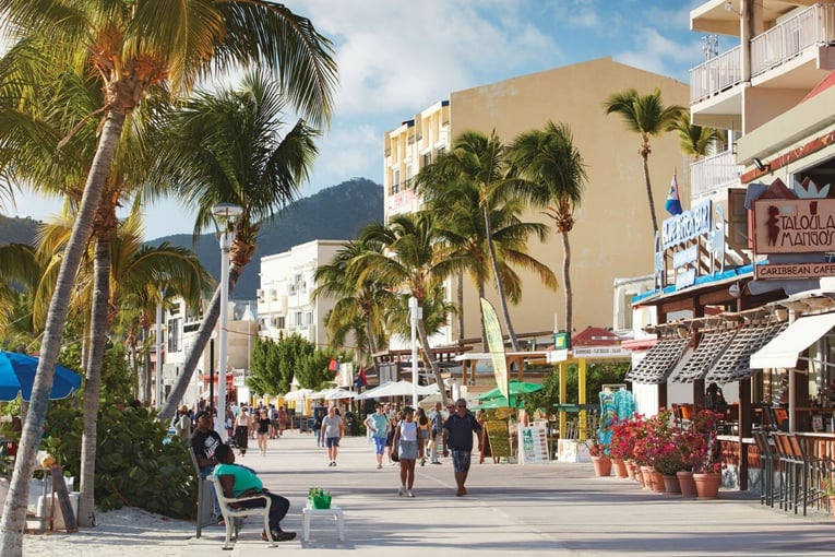 Svatý Martin, město, palmy