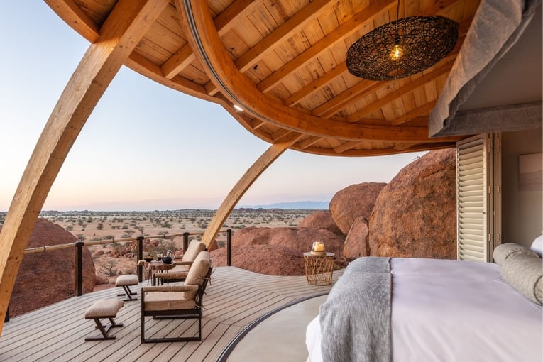 terasa, postel, výhled, krajina, Afrika