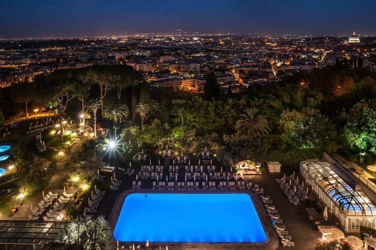 1200x800 Rome Cavalieri Waldorf Astoria Night time view over Rome from hotel terrace
