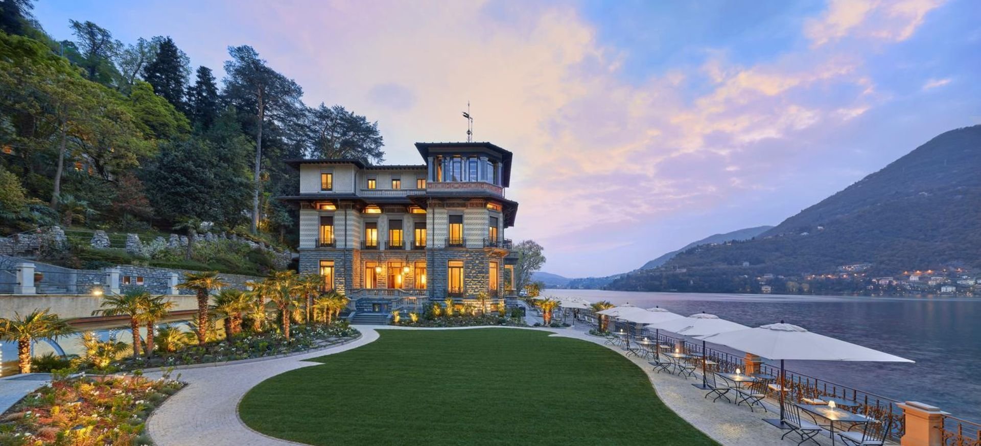 historická vila, jezero