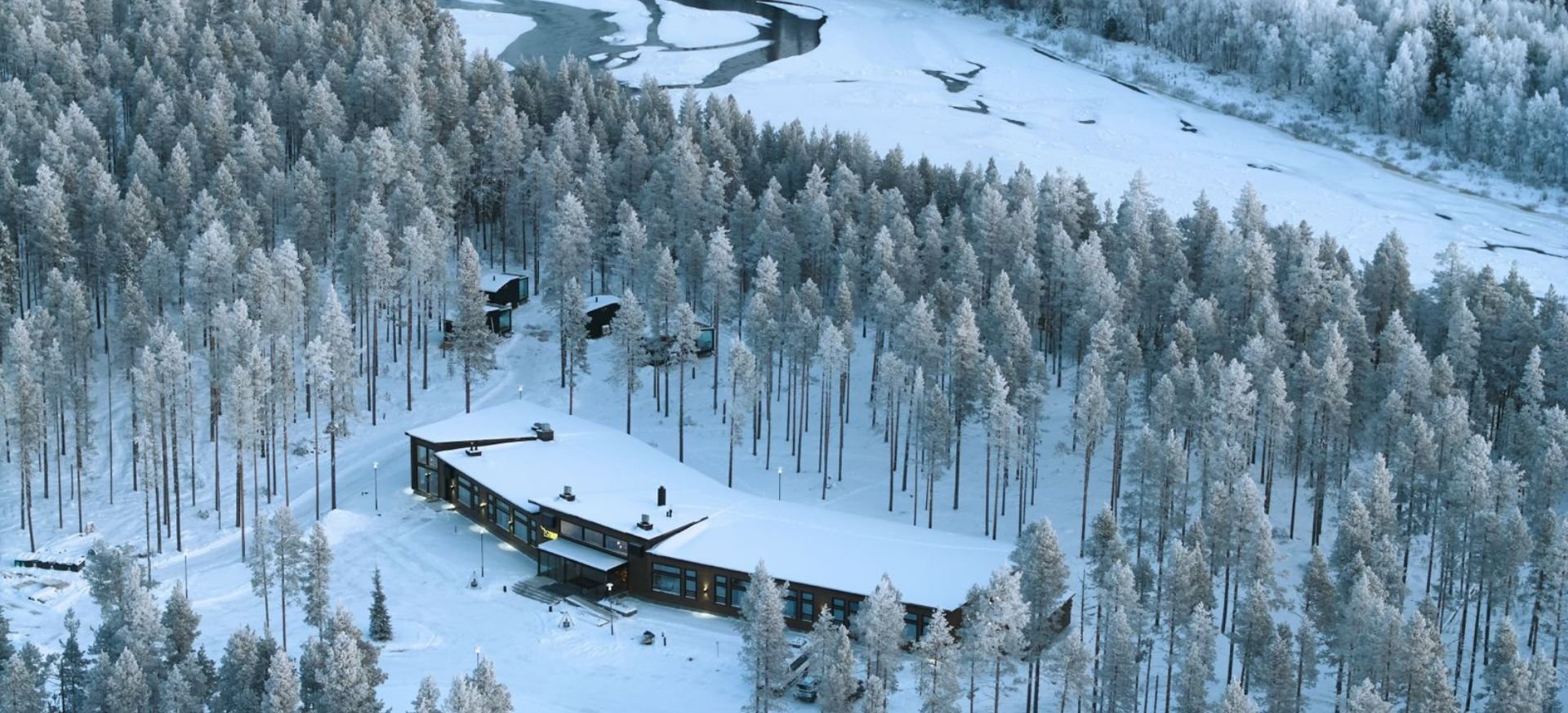 hotel, krajina, sníh
