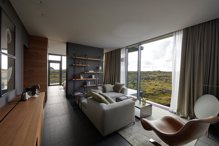 BLUE LAGOON, Island – Grindavík Moss suite living room area
