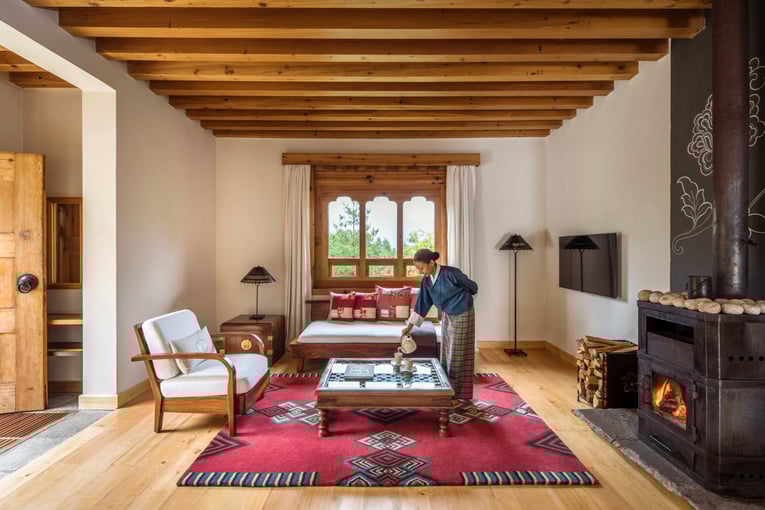 COMO Uma Paro, Bhután – Paro | Exclusive Tours One_Bedroom_Villa_Living_Room