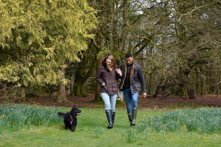 Cromlix House walking-couple-with-dog-onsite-walk