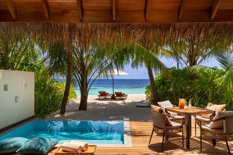 Huvafen Fushi Maldives Huvafen-Fushi-Deluxe-Beach-Bungalow-with-Pool-Exterior-View