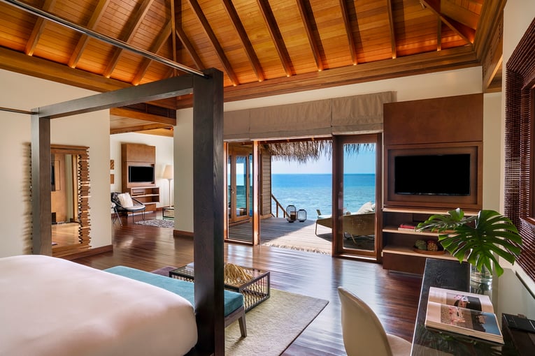 Huvafen Fushi Maldives Huvafen-Fushi-Ocean-Bungalow-with-Pool-Bedroom-View