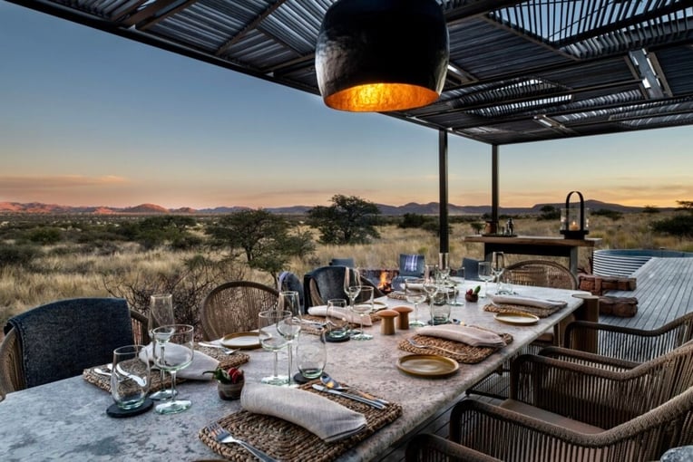 Loapi Tented Camp, JAR – Tswalu Kalahari Reserve | Exclusive Tours Loapi-Deck-Dining-Table-Andrew-Morgan-min-1024x683