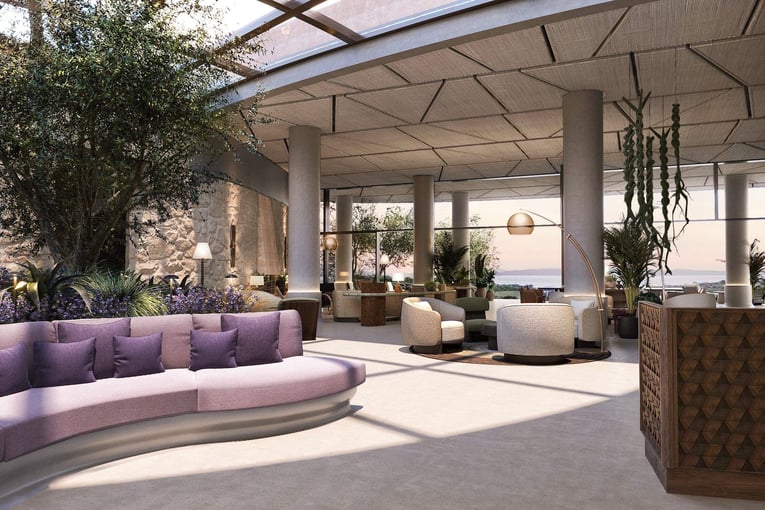 Mandarin Oriental, Costa Navarino costa-navarino-rendering-entrance-lobby-area