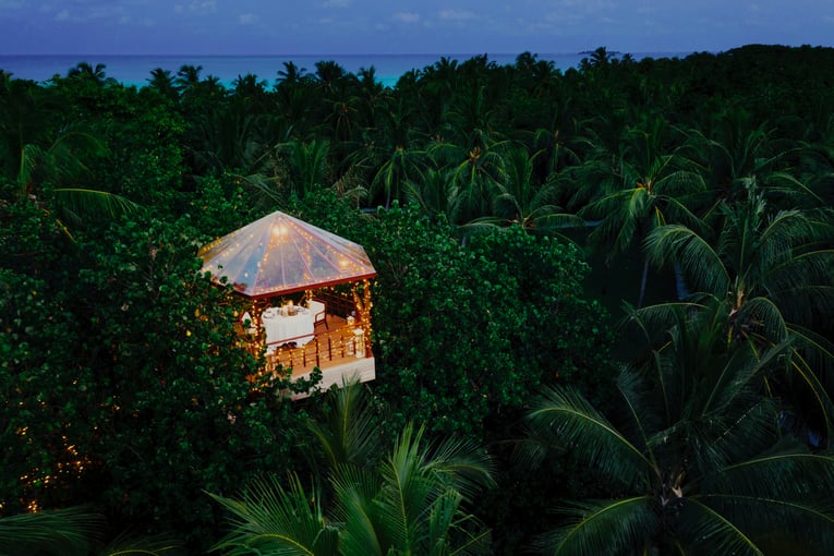 One&Only Reethi Rah OO_RR_Resort_TreeHouse_Drone_Twilight_3567_MASTER