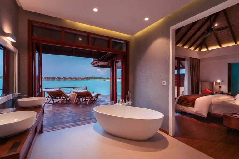 VARU by Atmosphere Water-Villa-with-Pool-Villa-Cross-Section-at-Dusk-VARU-by-Atmosphere-1