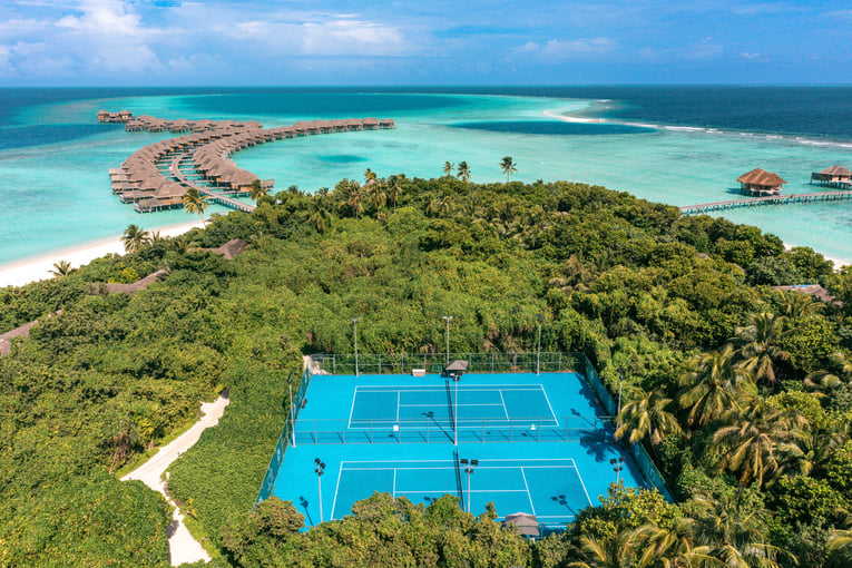 Vakkaru Maldives Resort Tennis Court Aerial
